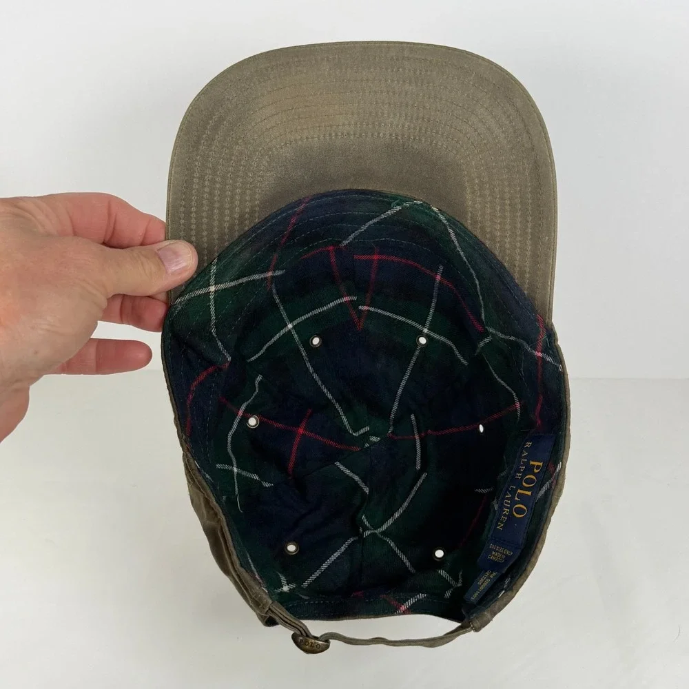Polo Ralph Lauren Hat Cap Oilcloth Wax Guide Sportsman Leather Patch Strap Back